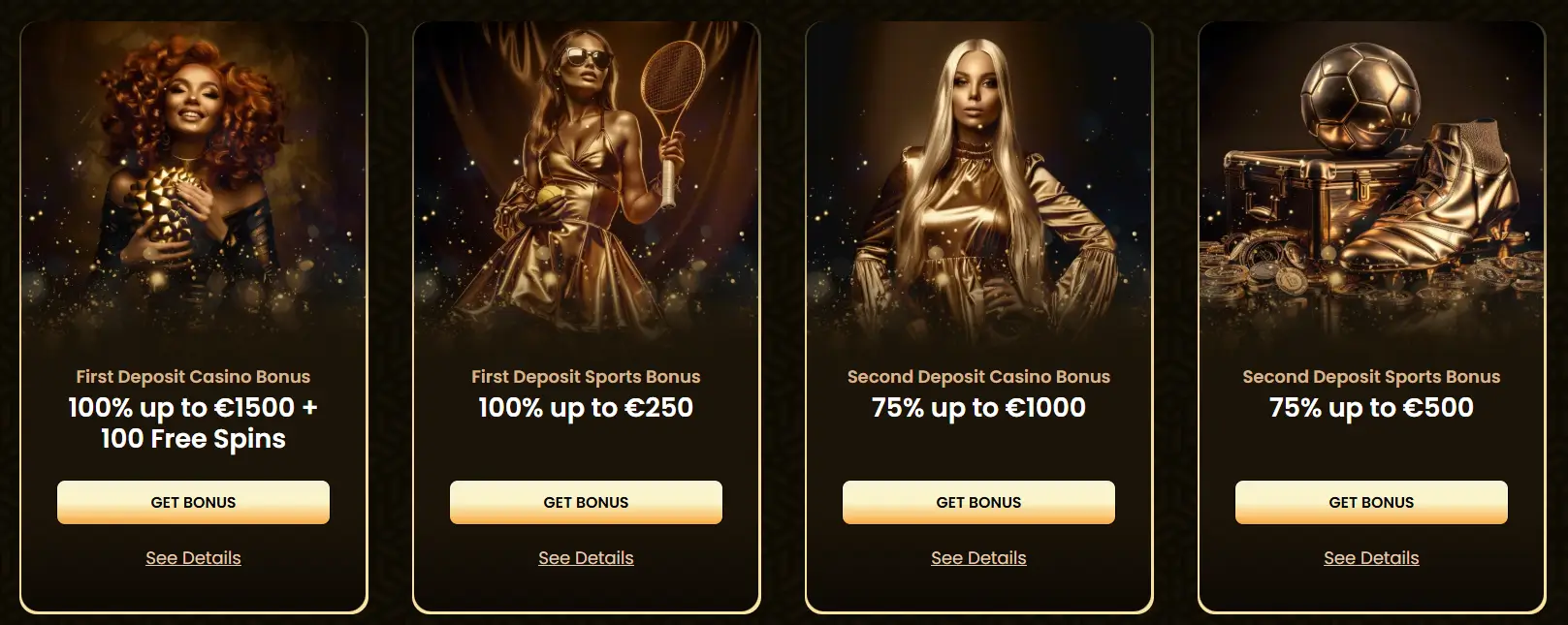 GoldSpin Casino velkomstbonuser for kasino- og sports spillere opptil €1500 og gratisspinn